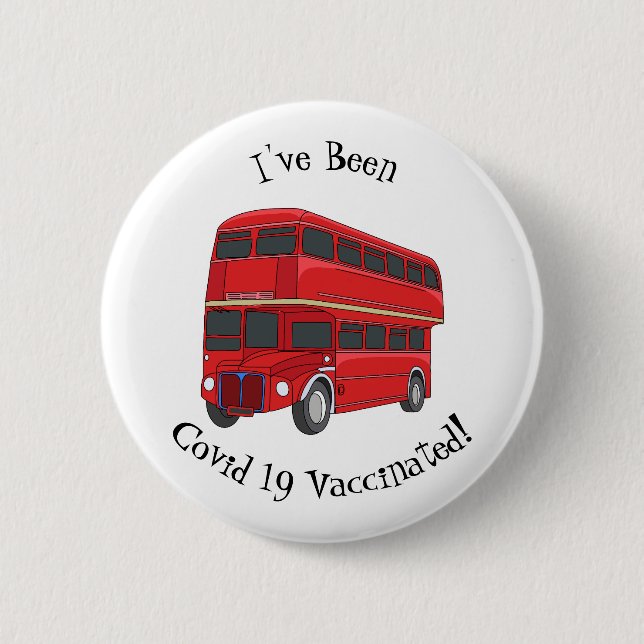 Double-decker bus cartoon illustration 6 cm round badge (Front)