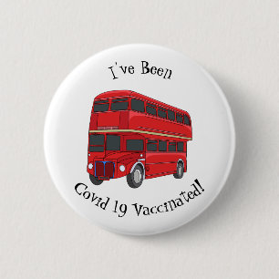Double-decker bus cartoon illustration 6 cm round badge