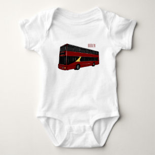 Double-decker bus cartoon illustration baby bodysuit