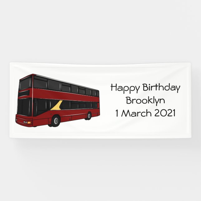 Double-decker bus cartoon illustration banner (Horizontal)