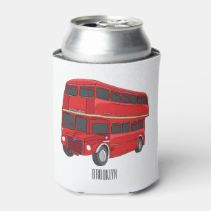 Double-decker bus cartoon illustration can cooler