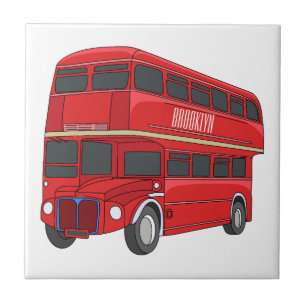 Double-decker bus cartoon illustration ceramic tile
