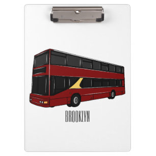 Double-decker bus cartoon illustration clipboard