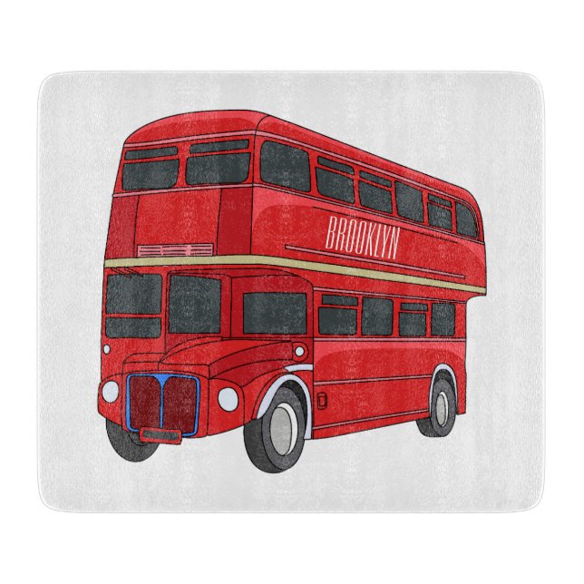 Double-decker bus cartoon illustration cutting board (Front)