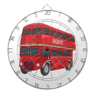 Double-decker bus cartoon illustration dartboard