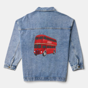 Double-decker bus cartoon illustration denim jacket