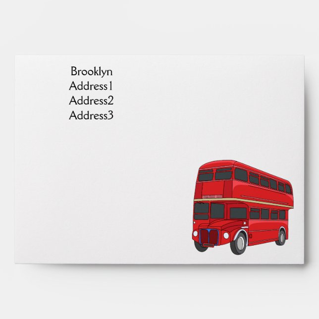 Double-decker bus cartoon illustration envelope (Front)