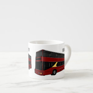Double-decker bus cartoon illustration espresso cup