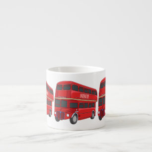 Double-decker bus cartoon illustration espresso cup