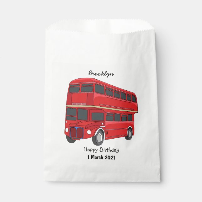 Double-decker bus cartoon illustration favour bag (Front)