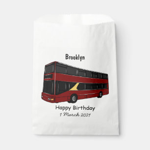 Double-decker bus cartoon illustration favour bag