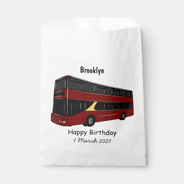 Double-decker bus cartoon illustration favour bag (Front)