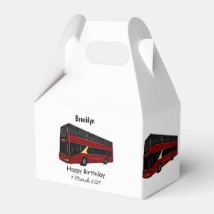 Double-decker bus cartoon illustration favour box