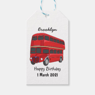 Double-decker bus cartoon illustration gift tags