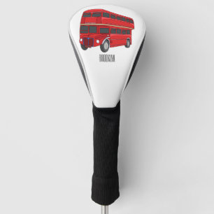 Double-decker bus cartoon illustration golf head cover