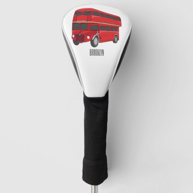 Double-decker bus cartoon illustration  golf head cover (Front)