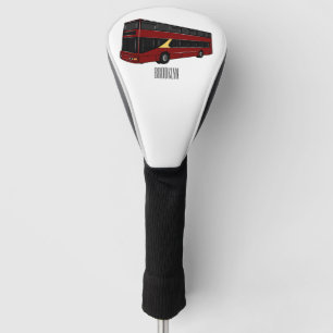 Double-decker bus cartoon illustration golf head cover