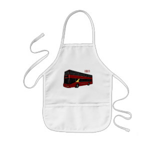 Double-decker bus cartoon illustration kids apron