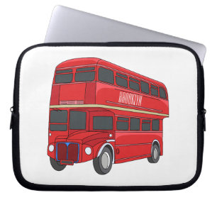 Double-decker bus cartoon illustration laptop sleeve