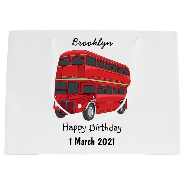 Double-decker bus cartoon illustration  large gift bag (Front)