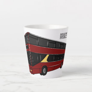 Double-decker bus cartoon illustration latte mug