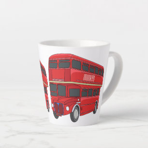 Double-decker bus cartoon illustration latte mug