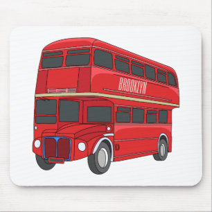 Double-decker bus cartoon illustration mouse pad