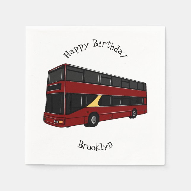 Double-decker bus cartoon illustration napkin (Front)
