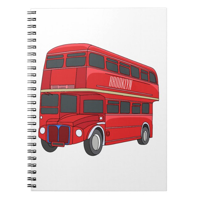 Double-decker bus cartoon illustration notebook (Front)