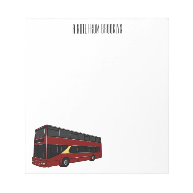 Double-decker bus cartoon illustration notepad (Front)