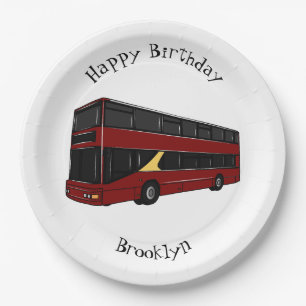 Double-decker bus cartoon illustration paper plate