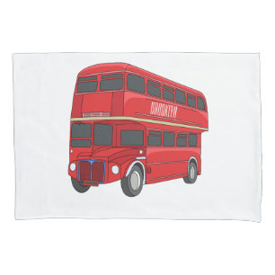 Double-decker bus cartoon illustration  pillowcase