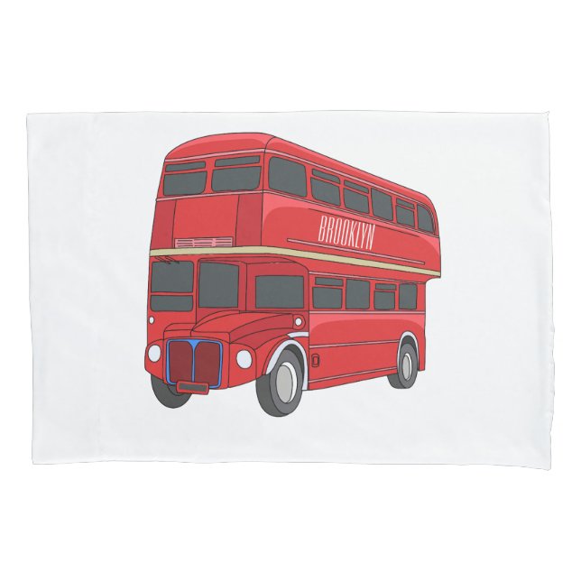 Double-decker bus cartoon illustration  pillowcase (Front)