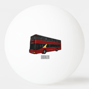 Double-decker bus cartoon illustration ping pong ball