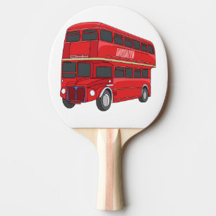 Double-decker bus cartoon illustration ping pong paddle