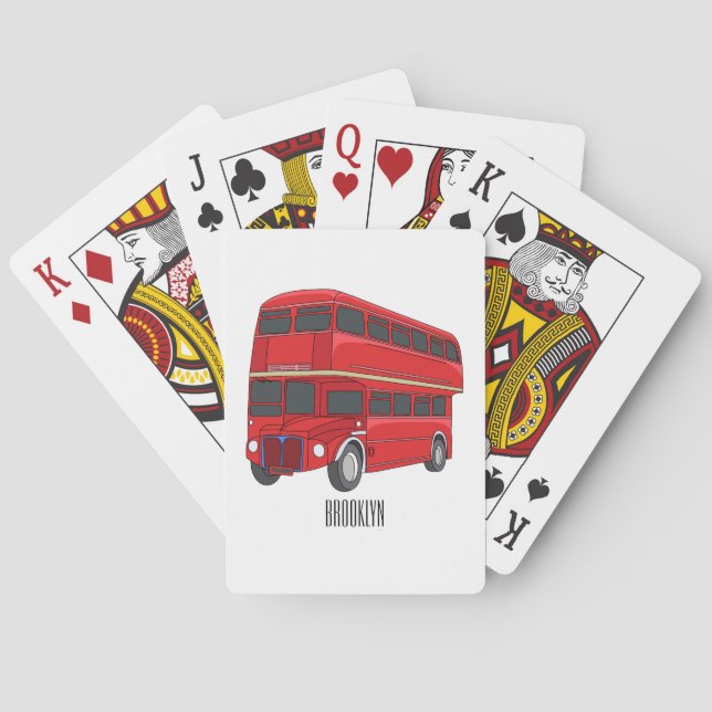 Double-decker bus cartoon illustration playing cards (Back)