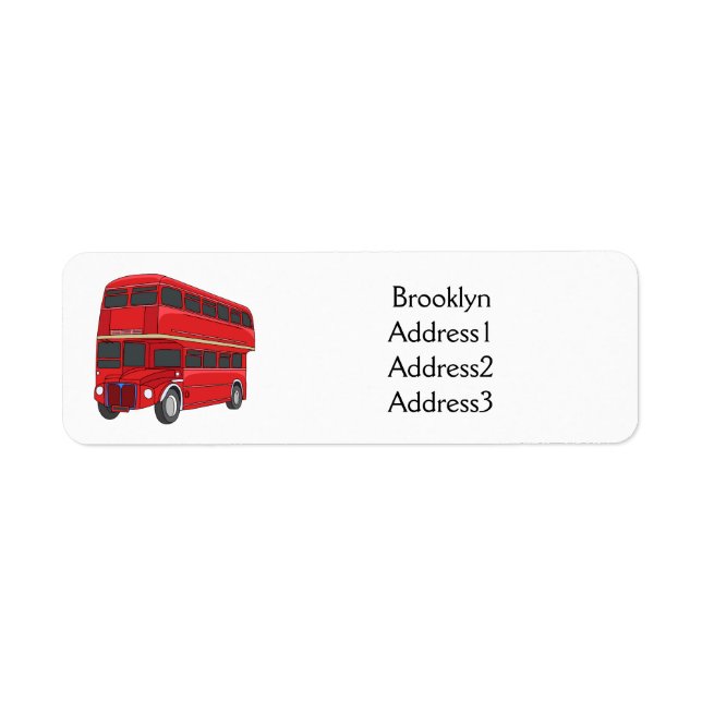 Double-decker bus cartoon illustration return address label (Front)