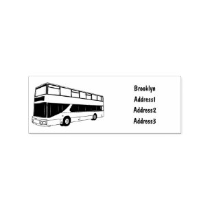 Double-decker bus cartoon illustration rubber stamp