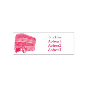Double-decker bus cartoon illustration self-inking stamp