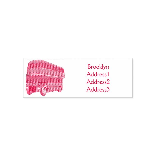 Double-decker bus cartoon illustration self-inking stamp (Design)