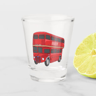 Double-decker bus cartoon illustration shot glass