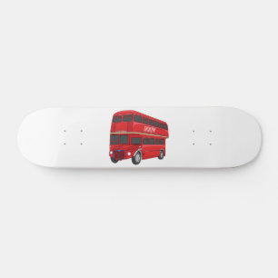 Double-decker bus cartoon illustration skateboard