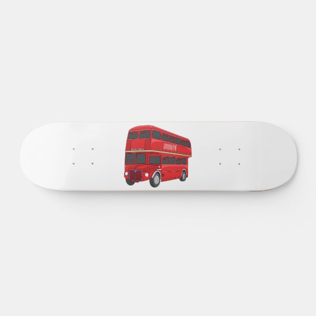 Double-decker bus cartoon illustration skateboard (Horz)