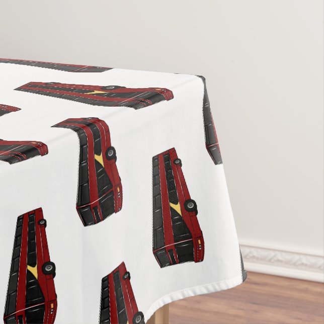 Double-decker bus cartoon illustration tablecloth (In Situ)