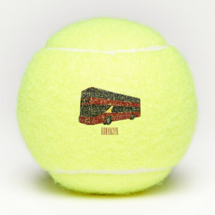 Double-decker bus cartoon illustration tennis balls