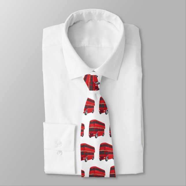 Double-decker bus cartoon illustration tie (Tied)