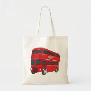 Double-decker bus cartoon illustration tote bag