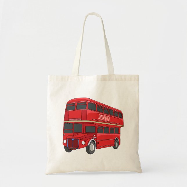 Double-decker bus cartoon illustration  tote bag (Front)
