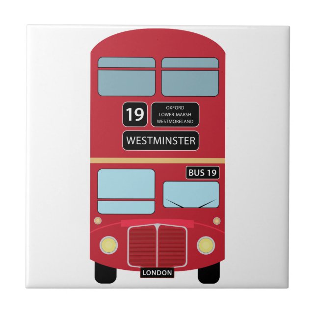 Double Decker Bus Ceramic Tile (Front)