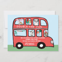 Double Decker Bus Combined Joint Birthday Party